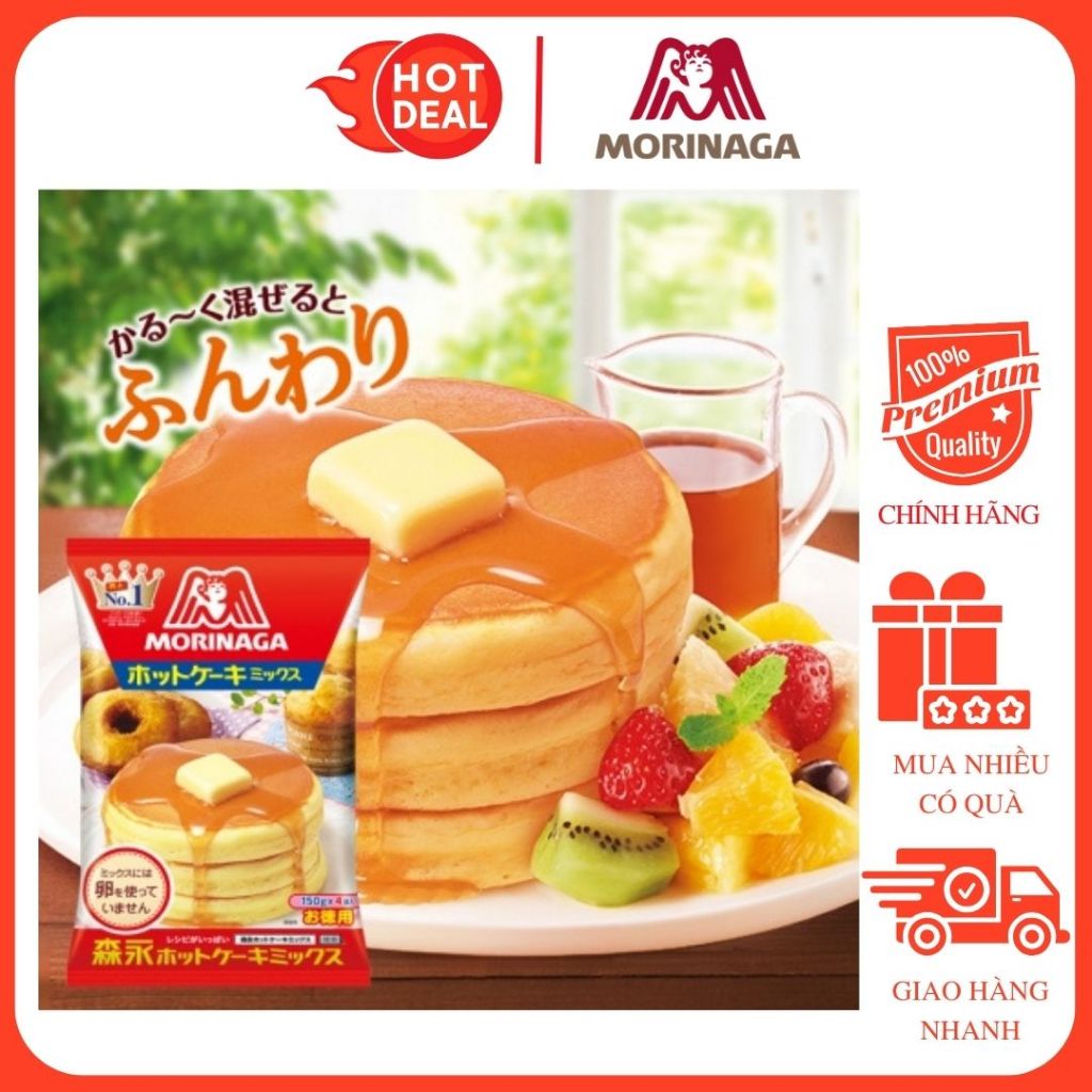 Bột Làm Bánh pancake Morinaga Nội Địa Nhật 600G (150Gx4Gói)