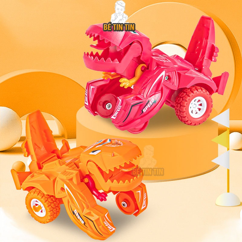 Xe Đồ Chơi Xe Biến Hình Khủng Long Biến Hình Dựng Và Xoay Khi Gặp Vật Cản