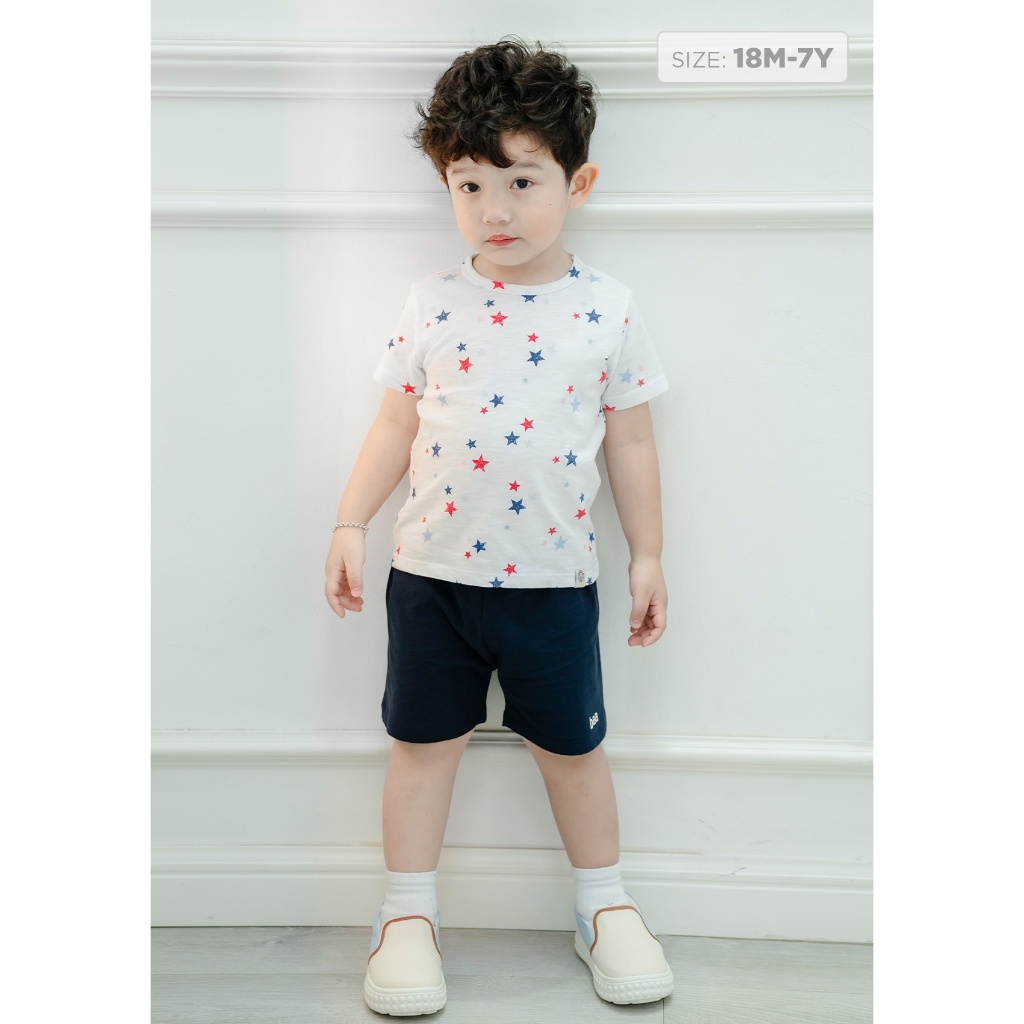 Set đồ bộ cho bé trai, bé gái in họa tiết, đồ bộ tay ngắn unisex cho bé từ 1-7 tuổi Baa Baby - BT-DB03N