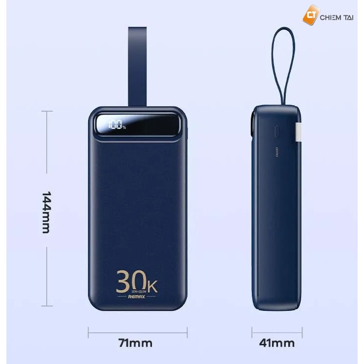 Sạc Dự Phòng 30000mAh Remax RPP 522 Hỗ Trợ Sạc Nhanh , Màn Hình Hiển Thị , Tích Hợp Đèn Pin Bảo Hành 12 Tháng
