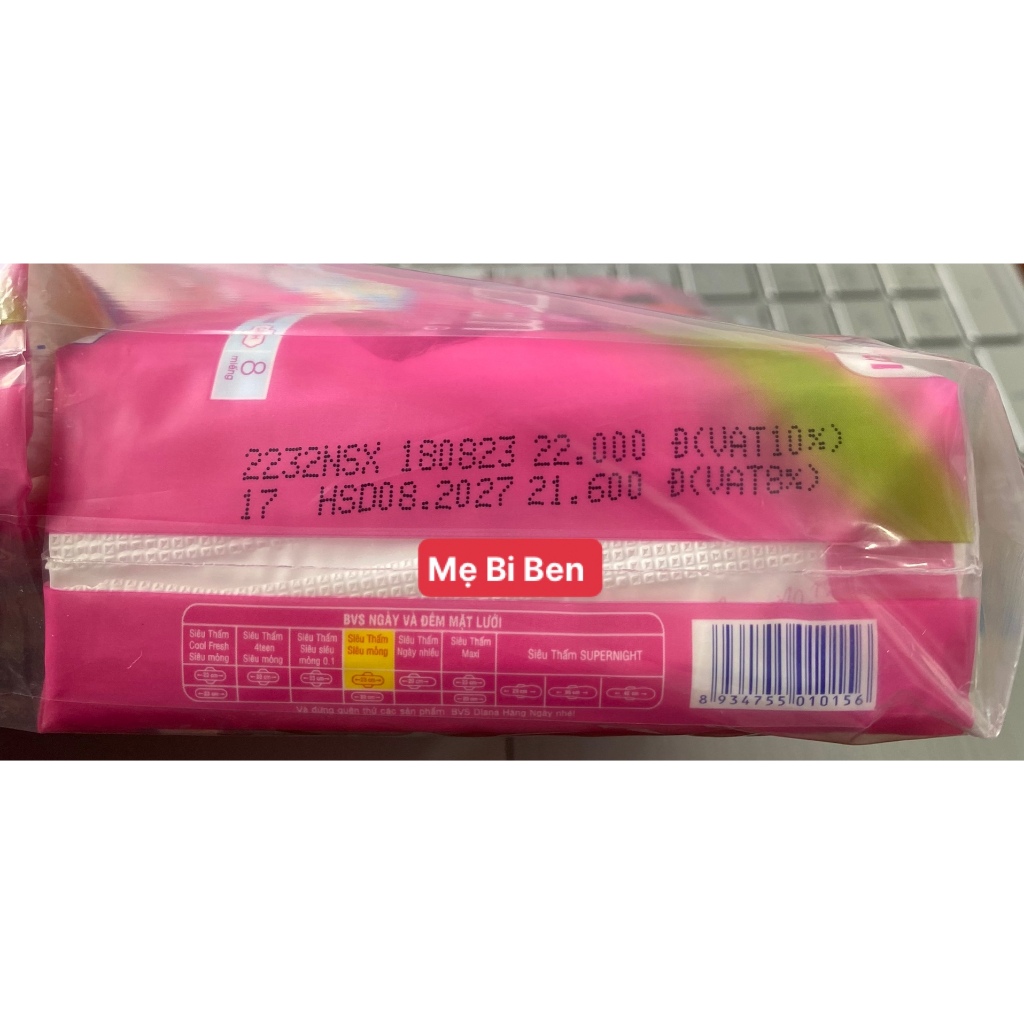 Lốc 6 gói Băng Vệ Sinh Diana siêu thấm siêu mỏng cánh 8 miếng/gói mặt lưới 23cm