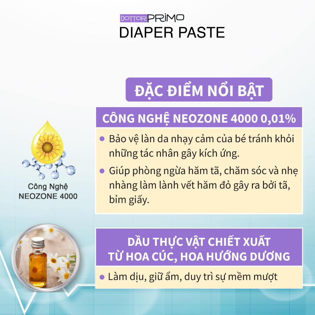 Kem Bôi Hăm Cho Bé DottorPrimo Diaper Paste 30ml - Giúp Ngừa Hăm Bỉm Tã, Lành Vết Hăm Đỏ & Dưỡng Da Cho Bé