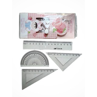 Bộ thước kẻ học sinh, set 4 cây thước học sinh trong suốt 15cm