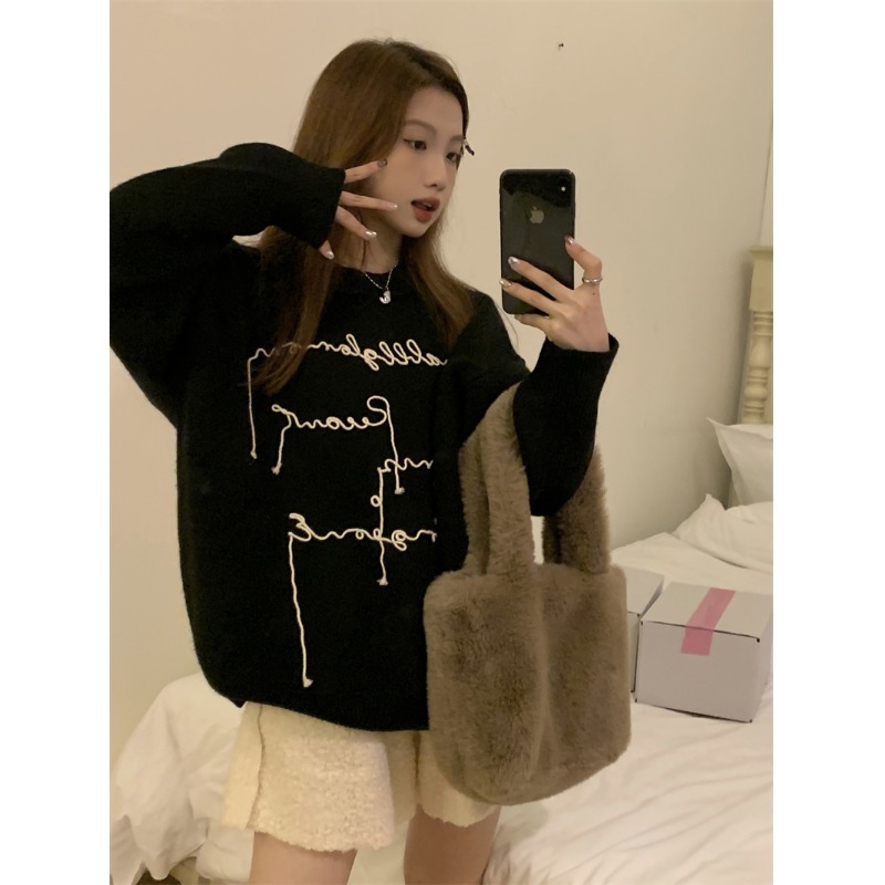 Áo len dệt kim nam nữ unisex thêu chữ đẹp mắt sweater len unisex hoạ tiết hottrend 2023 phong cách Hàn Quốc 2979