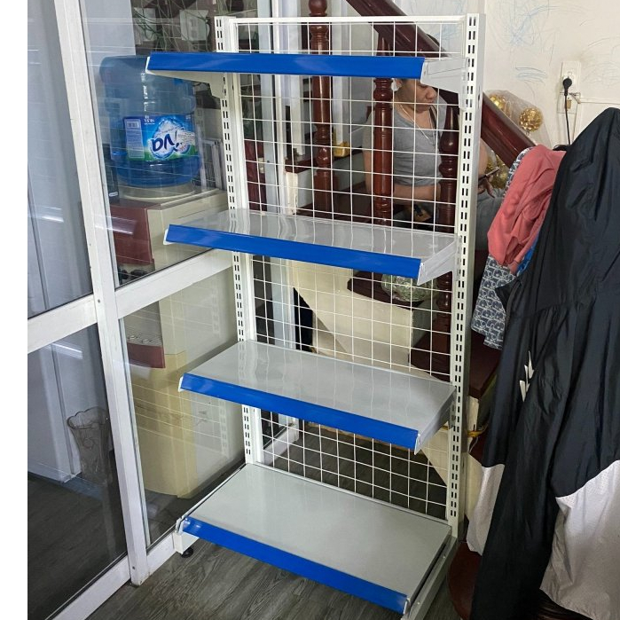 Bình Minh - Kệ siêu thị đơn áp tường Dài 0.9m, cao 1.5m , 4 tầng .Dày dặn , Kệ tạp hóa