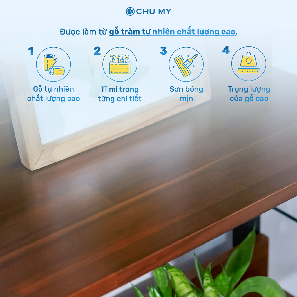 Kệ sách - Kệ trang trí gỗ tràm 5 tầng phong cách hiện đại - Khung thép sơn tĩnh điện - Mặt gỗ dày 17mm - 25.5KG