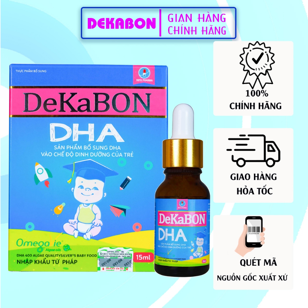 Vitamin DHA DekaBon 15ml - Bổ sung Vitamin, DHA cho trẻ, Omega 3 giúp bé tăng chiều cao, phát triển trí não