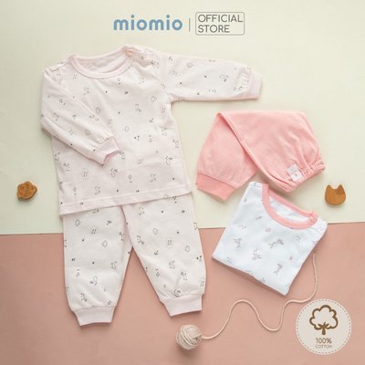 Combo 2 Bộ Quần Áo Dài Tay Nút Vai Sơ Sinh MIOMIO Cho Bé Trai, Bé Gái (Từ 3 - 24 Tháng), Vải Cotton