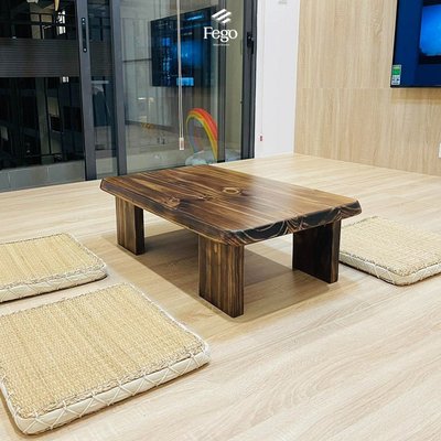 Bàn trà ngồi bệt chân gỗ tự nhiên FEGO thiết kế vát chéo cạnh sang trọng