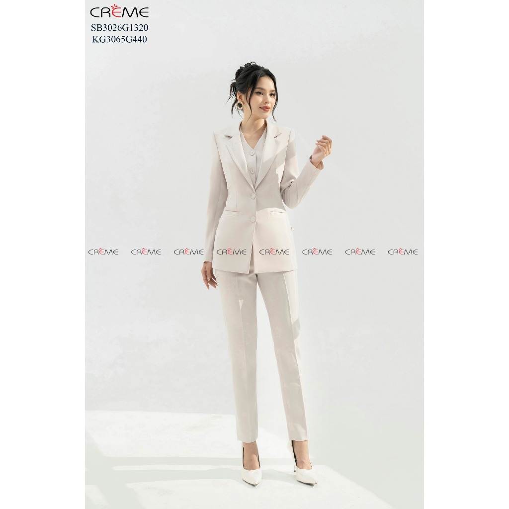 Set bộ áo vest và quần SB3026 CREME