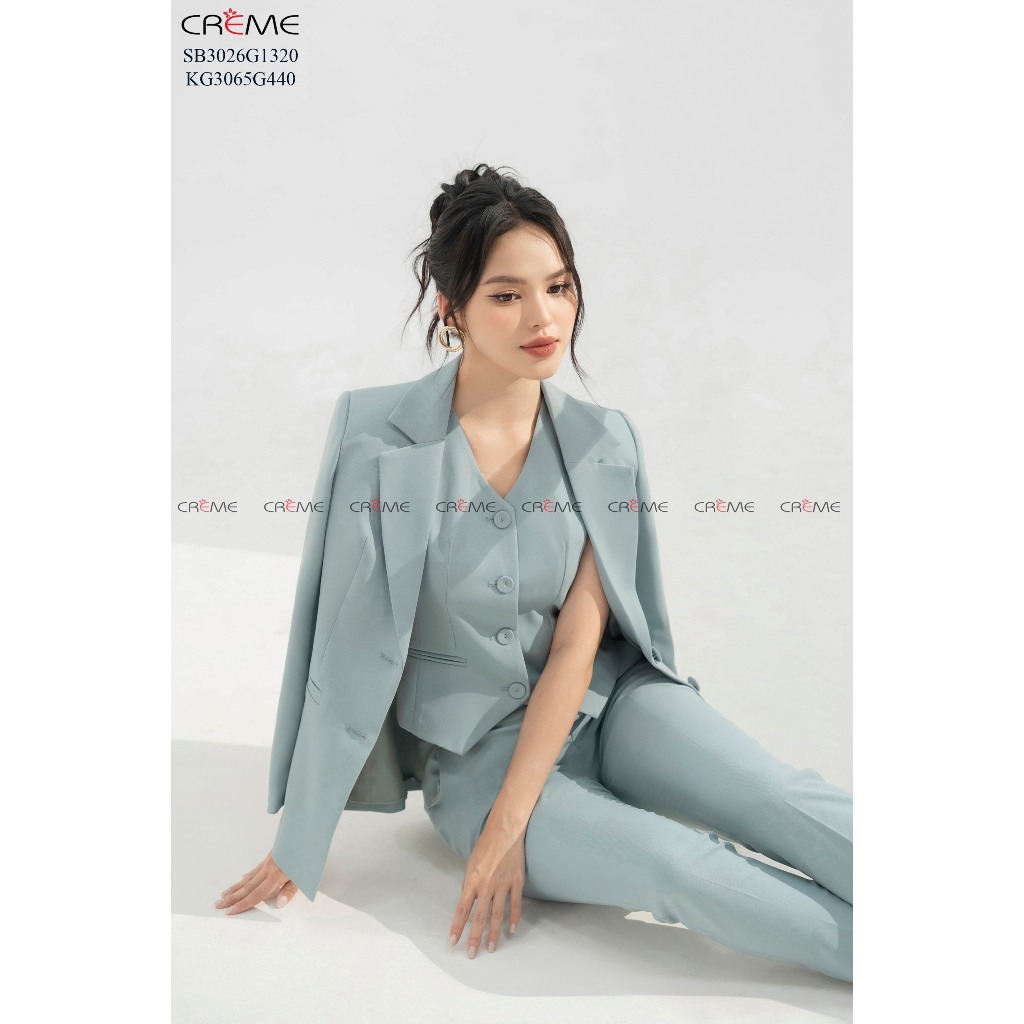 Set bộ áo vest và quần SB3026 CREME