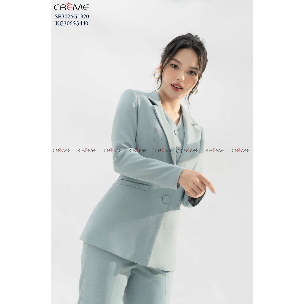 Set bộ áo vest và quần SB3026 CREME