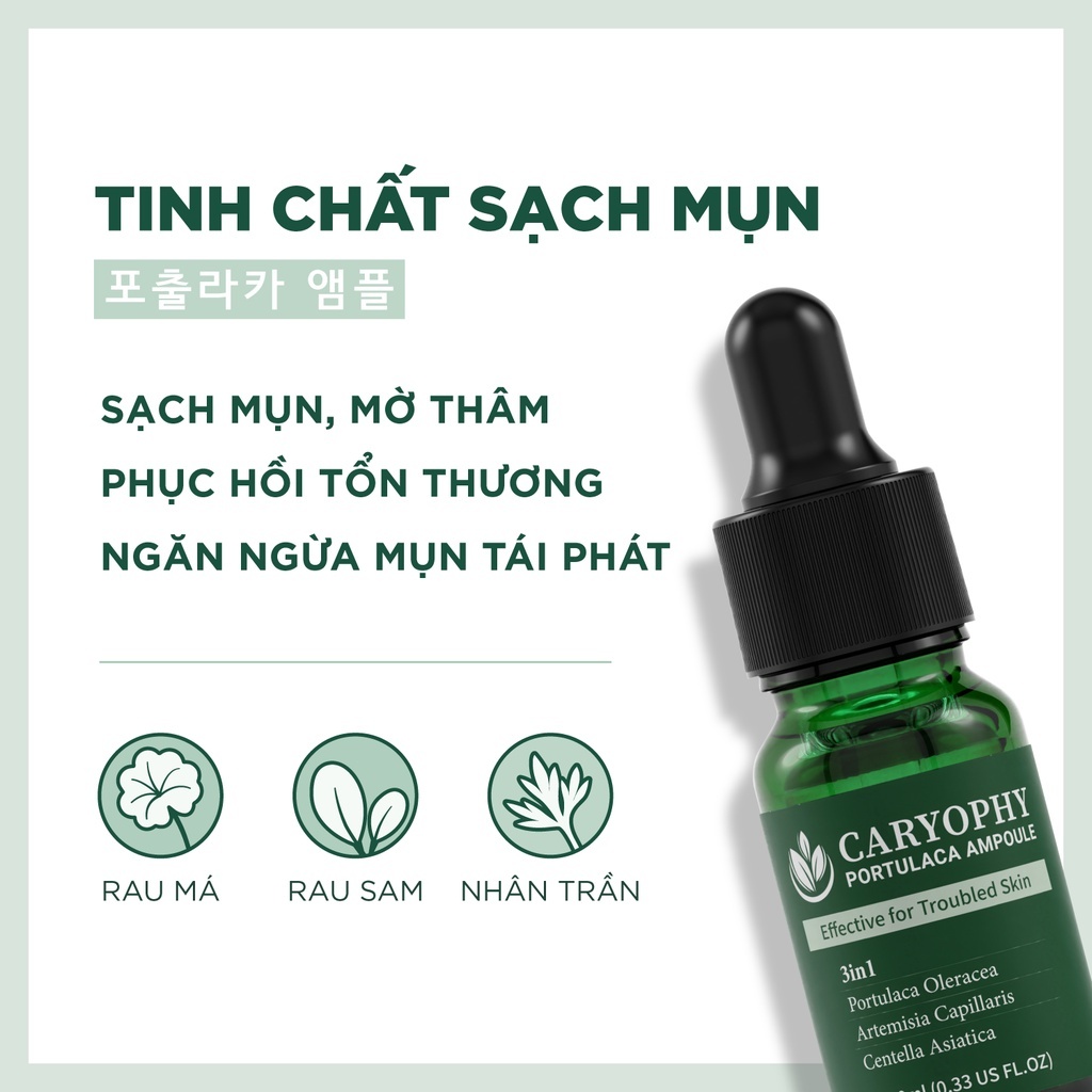 Tinh Chất Caryophy Portulaca Ampoule Giảm Mụn Ngừa Thâm Phù Hợp Cho Da Mụn 30ml