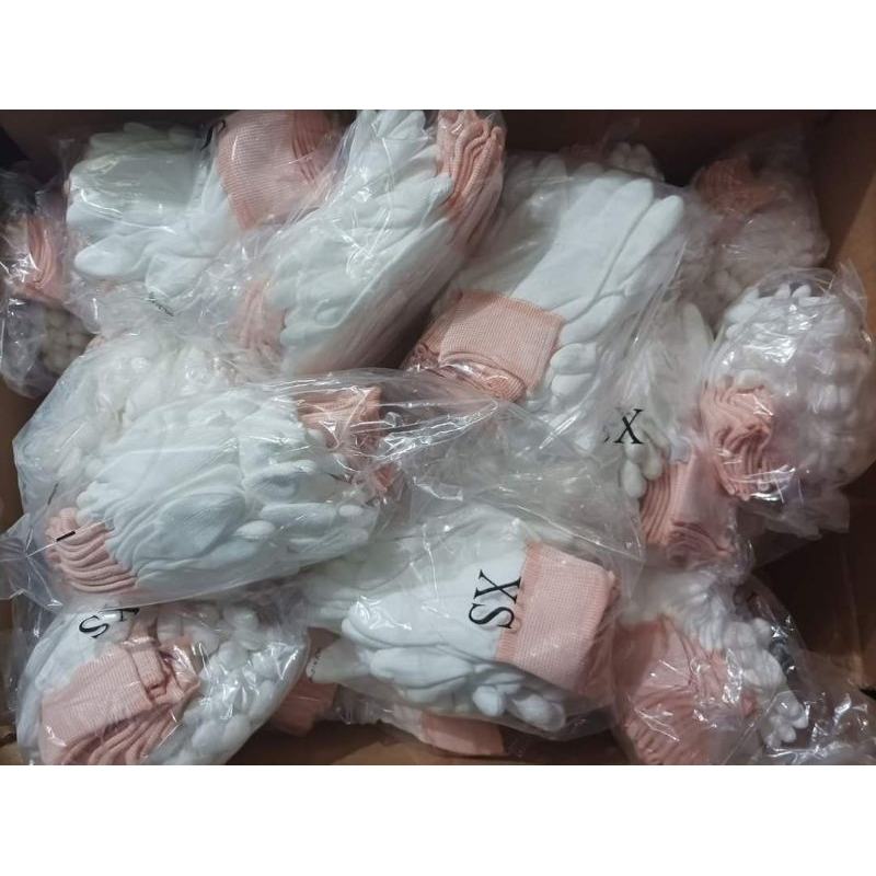 1 Đôi Găng Tay Sợi Polyester Phủ PU ngón Trắng Size XS ,S,M