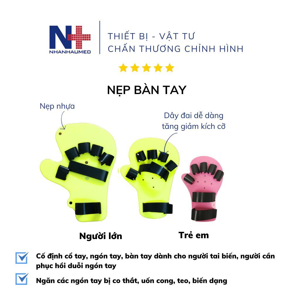 Nẹp Cố Định Bàn Tay Dành Cho Người Bị Tai Biến, Co Gập Ngón Tay, Chấn Thương Tay-Loại Trẻ Em và Người Lớn, Bàn tay Vàng