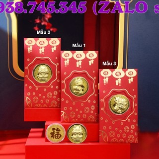 Bao lì xì mạ vàng rồng may mắn tài lộc - bao lì xì mạ vàng thần tài tết 2024