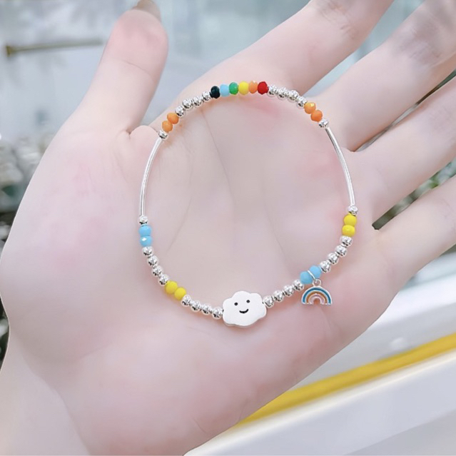 Vòng tay nữ THJ - Vòng đám mây mặt cười mix bi ngũ sắc cá tính điệu đà - THU HUONG SILVER