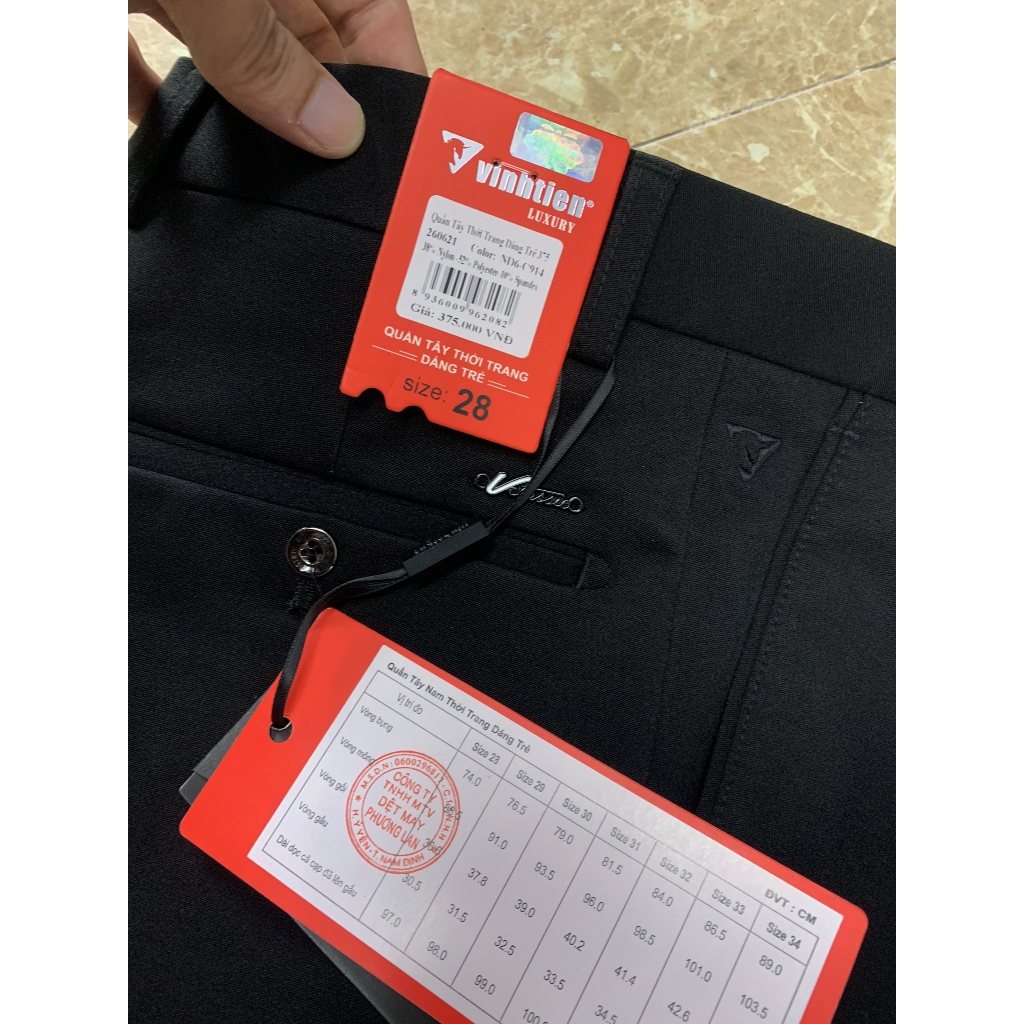 Quần Tây 0ly Trơn Slimfit 299 Vĩnh Tiến Đen