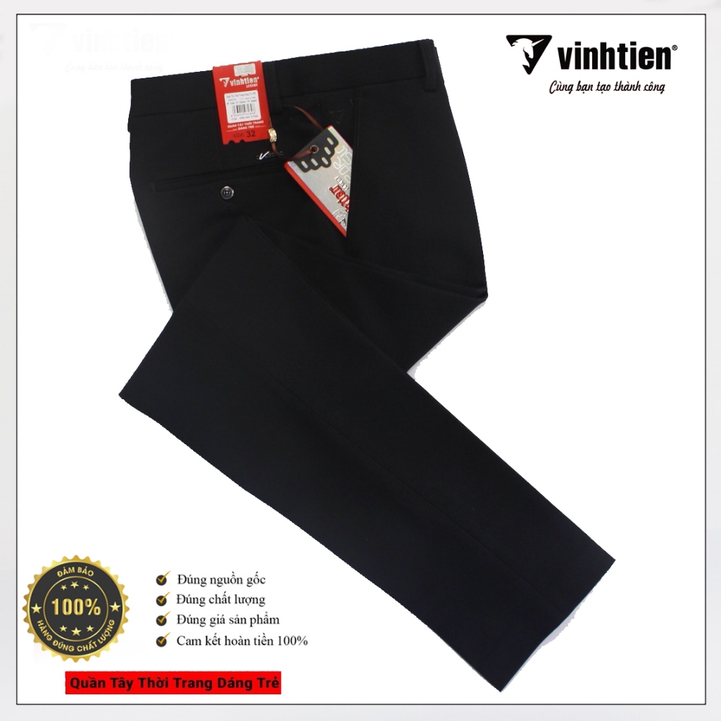 Quần Tây 0ly Trơn Slimfit 299 Vĩnh Tiến Đen