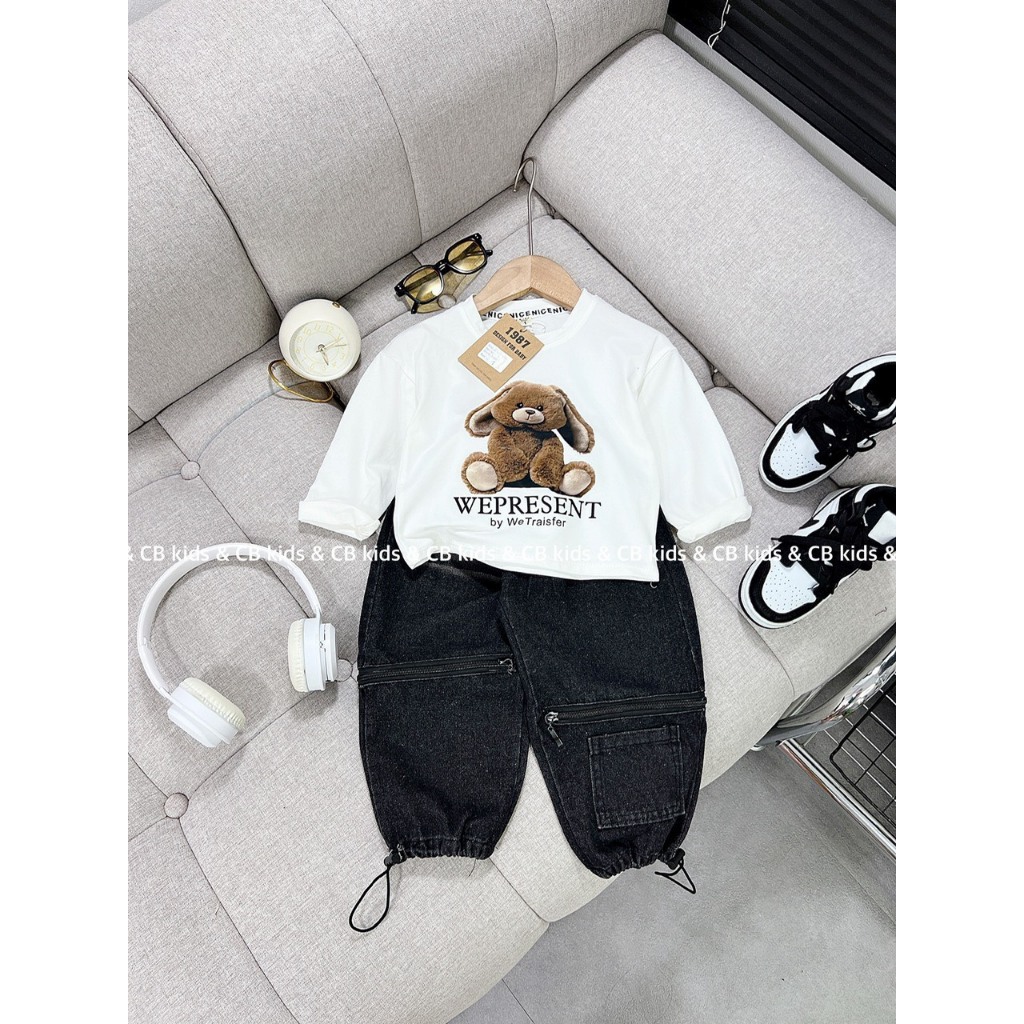 BỘ ÁO TAY DÀI QUẦN JEAN HIP HOP BÉ TRAI 10-30KG