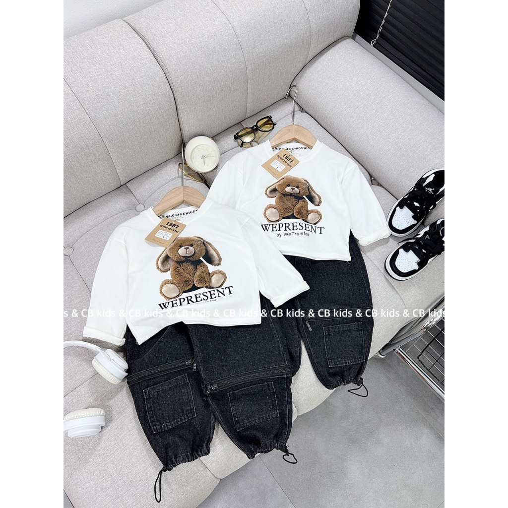 BỘ ÁO TAY DÀI QUẦN JEAN HIP HOP BÉ TRAI 10-30KG