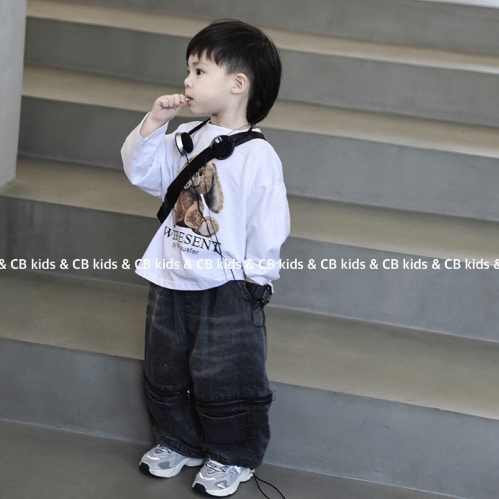 BỘ ÁO TAY DÀI QUẦN JEAN HIP HOP BÉ TRAI 10-30KG(GAUQD)