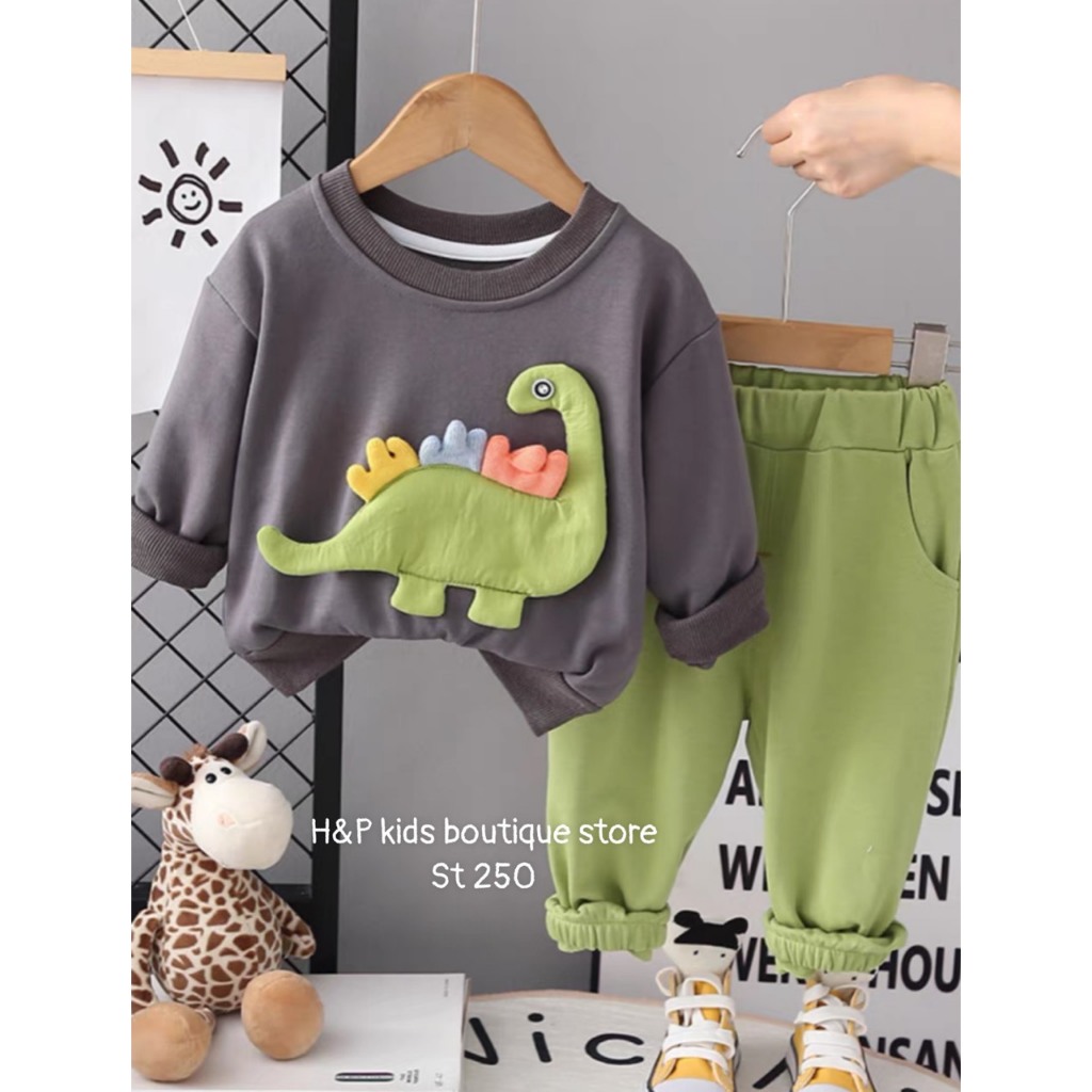 BỘ DAI TAY CHẤT DA CÁ HÌNH KHỦNG LONG NHỒI BÔNG CHO BÉ 8-28KG