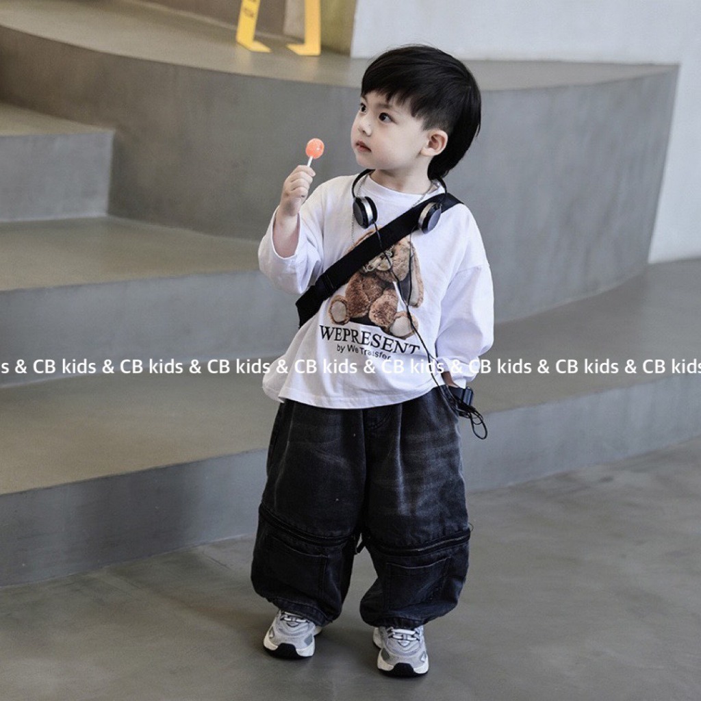 BỘ ÁO TAY DÀI QUẦN JEAN HIP HOP BÉ TRAI 10-30KG
