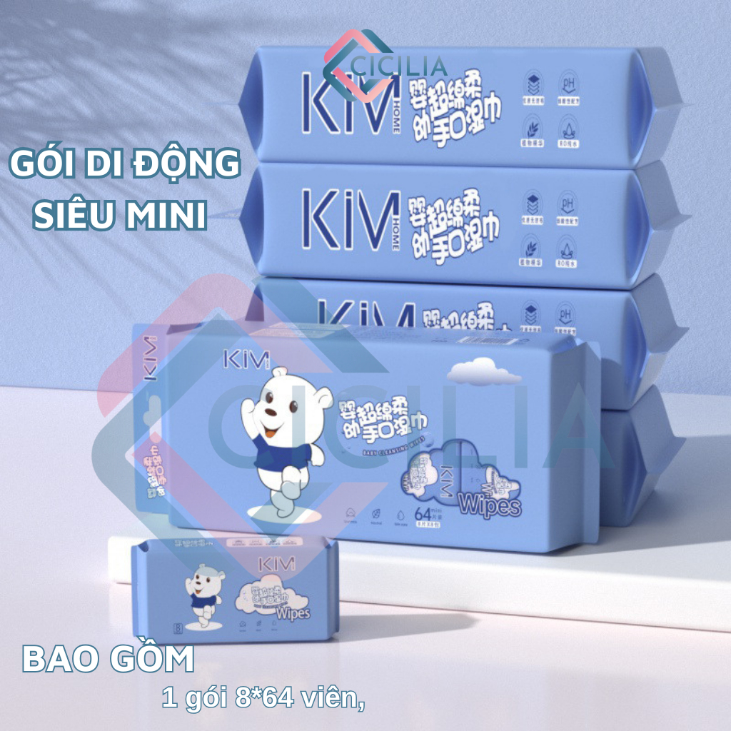 Bịch 64 Khăn Ướt Mini CICILIA Bỏ Túi Không Mùi An Toàn CI-010
