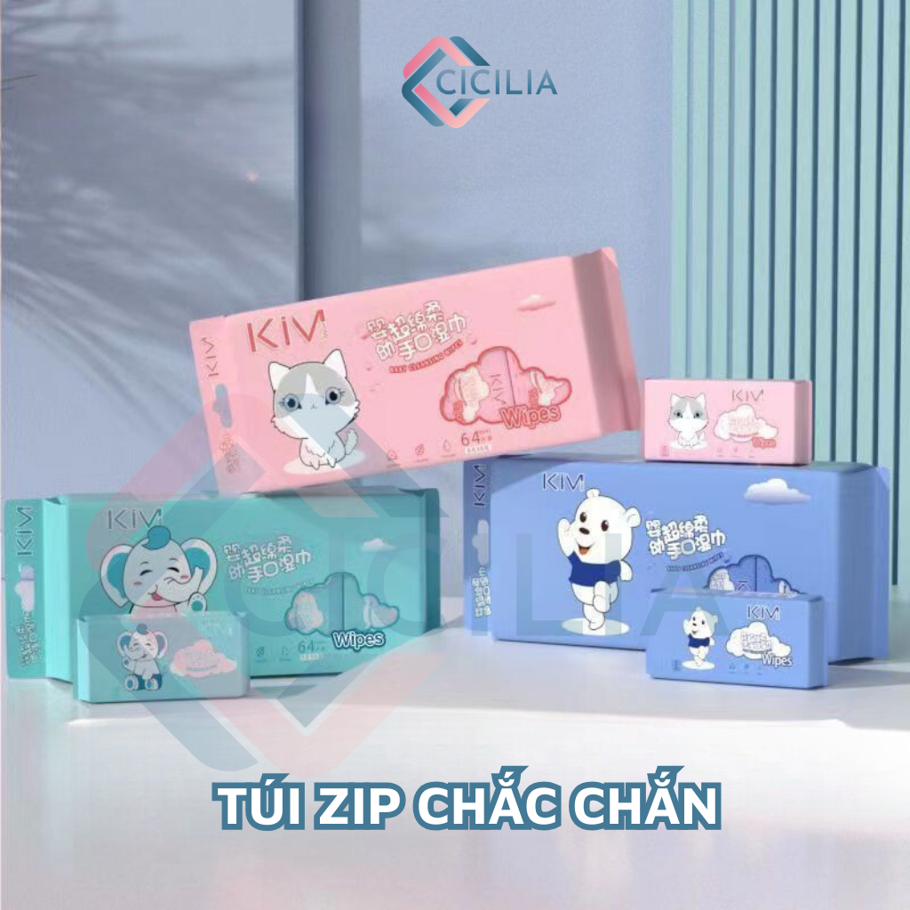 Bịch 64 Khăn Ướt Mini CICILIA Bỏ Túi Không Mùi An Toàn CI-010