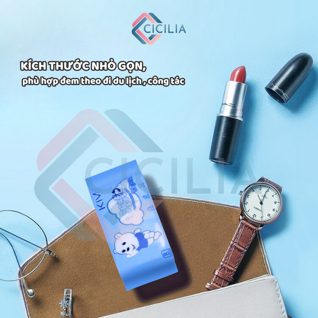 Bịch 64 Khăn Ướt Mini CICILIA Bỏ Túi Không Mùi An Toàn CI-010