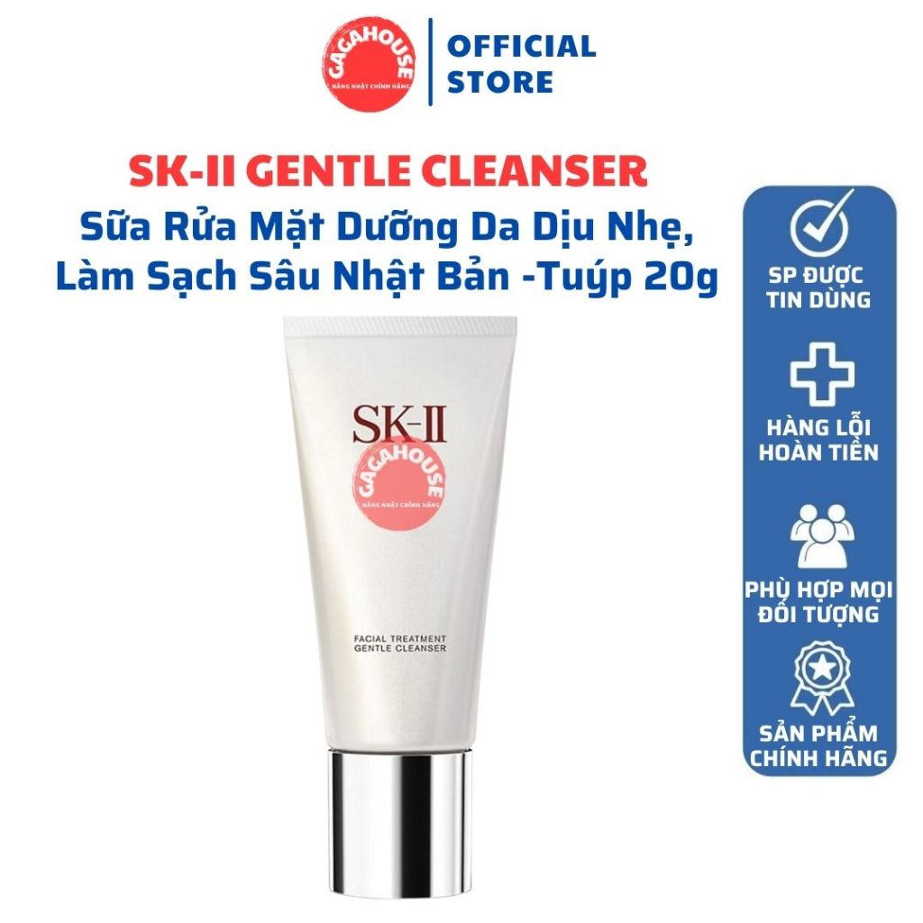 Sữa Rửa Mặt Dưỡng Da SKII Gentle Dịu Nhẹ, Làm Sạch Sâu Nhật Bản -Tuýp 20g