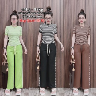 Đồ Bộ Nữ Mặc Nhà Anquachi Đẹp Thun Cotton Co Giãn Dễ Thương Quần Suông Form Rộng Gân Hottrend Cute S137