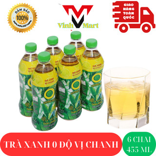 Trà xanh 0 độ 1 lốc 6 chai 455 ml - vinh mart