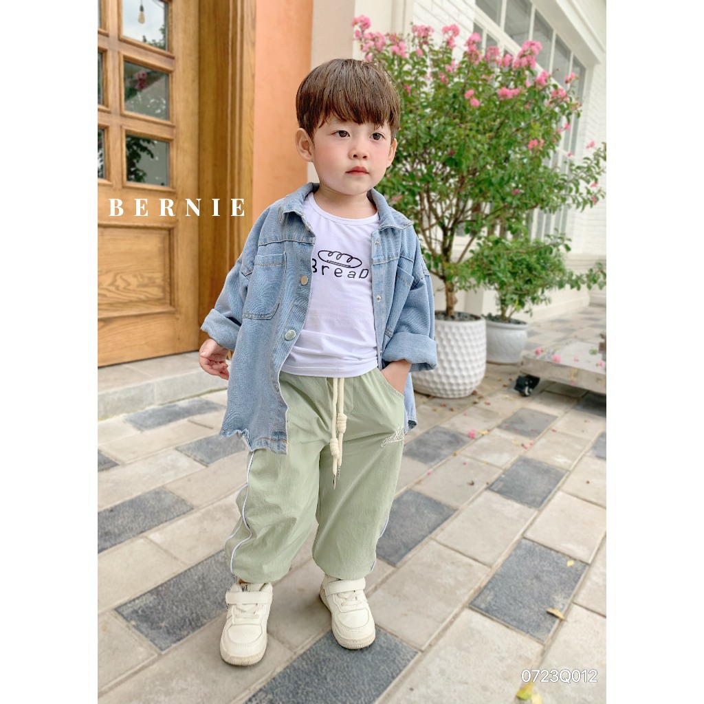 Quần gió thể thao bé trai bé gái 2 lớp thêu chữ NY từ 9-25kg Bernie - Quần dài thu đông bé trai bé gái - 0723Q012