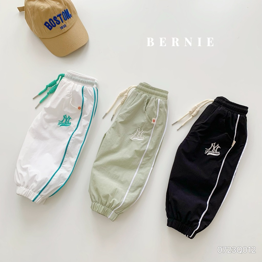 Quần gió thể thao bé trai bé gái 2 lớp thêu chữ NY từ 9-25kg Bernie - Quần dài thu đông bé trai bé gái - 0723Q012
