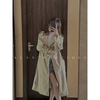 Áo khoác mangto kaki mỏng nữ dáng dài