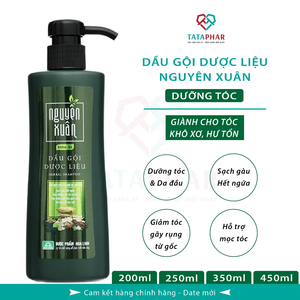 Dầu gội dược liệu Nguyên Xuân Dưỡng tóc (Xanh Lá) - Giành cho tóc Khô xơ, Hư tổn - Đủ size - Chính Hãng