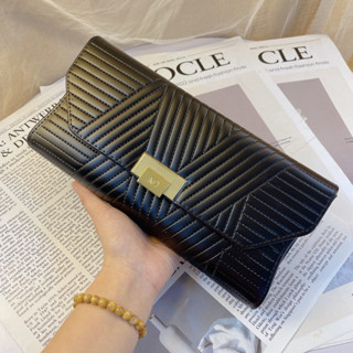 clutch cầm tay khuy vàng da vân chéo cực sang chảnh, ví kèm dây xích đeo túi sz27