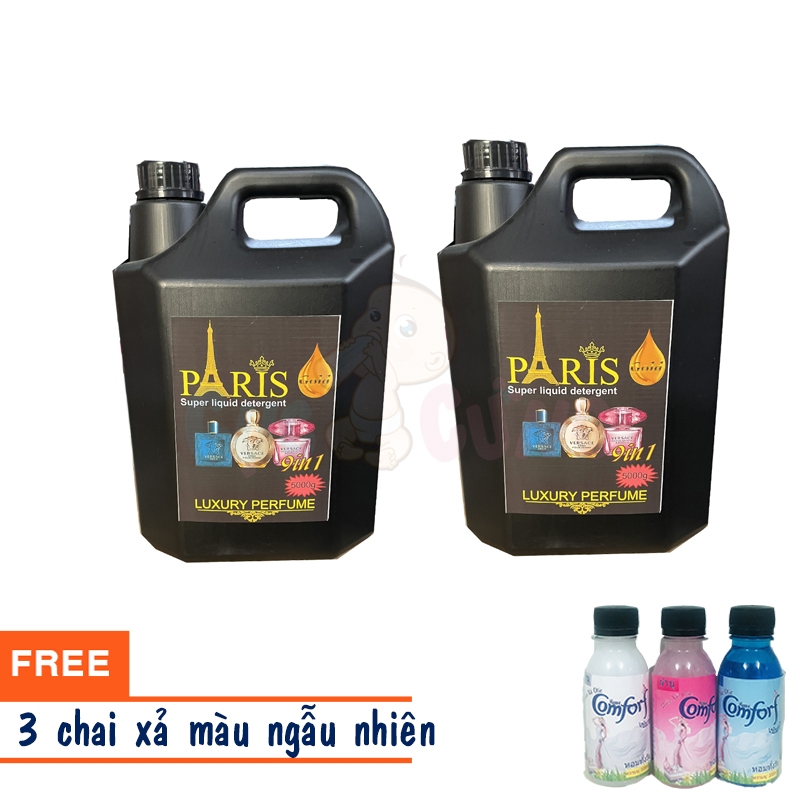Set 2 bình Nước Giặt Paris Thái Lan 5 lít hương nước hoa ( giặt xả 5in1) TẶNG 3 chai nước xả hương Comforf nhiều hương
