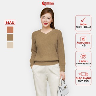 Áo Len Nữ CARDINA Chất Liệu Lông Cừu Cao Cấp Cổ V Kiểu Dáng Nhẹ Nhàng Nữ Tính 3AF30