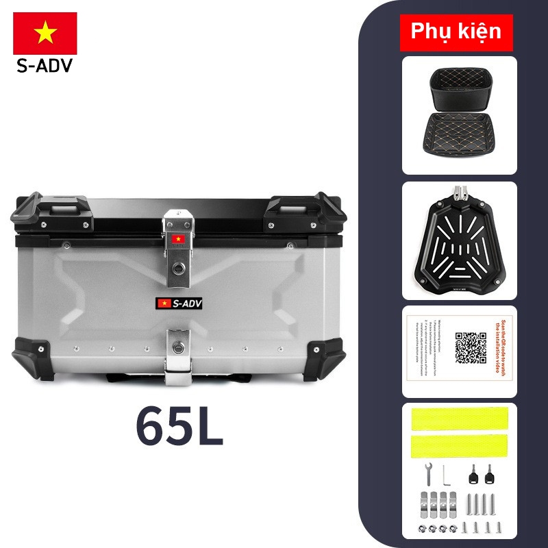 Thùng nhôm xe máy 65L S-ADV SADV aluminum top case