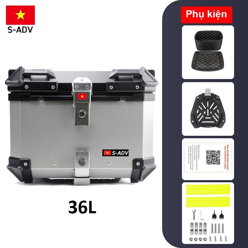 Thùng nhôm xe máy 36L S-ADV SADV aluminum top case