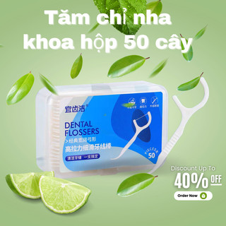 [Hộp 50 Chiếc] Tăm Chỉ Nha Khoa Sợi Chỉ Mảnh (min.fashion93)