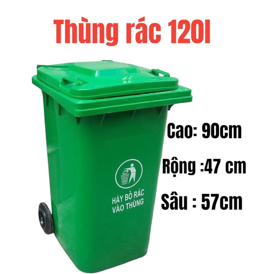 Thùng Rác 120L/Giao Hoả Tốc/ Thùng Rác Nhựa Ngoài Trời/ Thùng Rác 120L Có Hai Bánh Xe/ Thùng Rác Cao Cấp