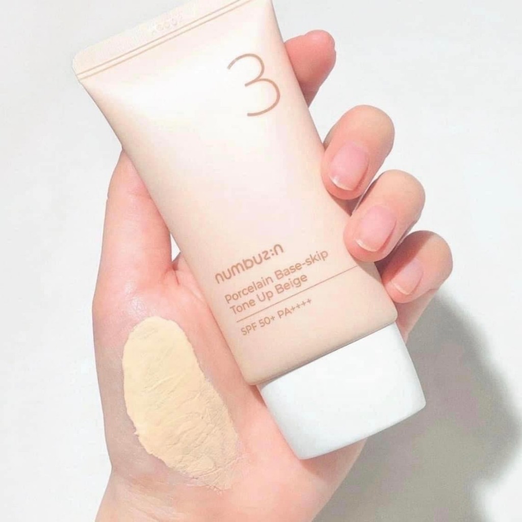 Kem Chống Nắng Nâng Tone Numbuzin No. 3 Porcelain Base-skip Tone Up Beige SPF50+ PA++++ 50ml