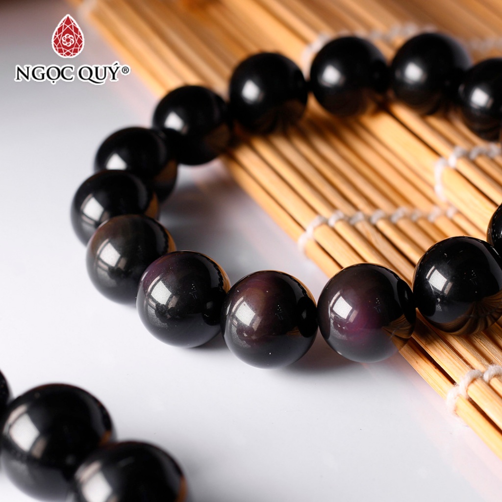 Vòng tay hạt trơn đá Obsidian mắt - Ngọc Quý