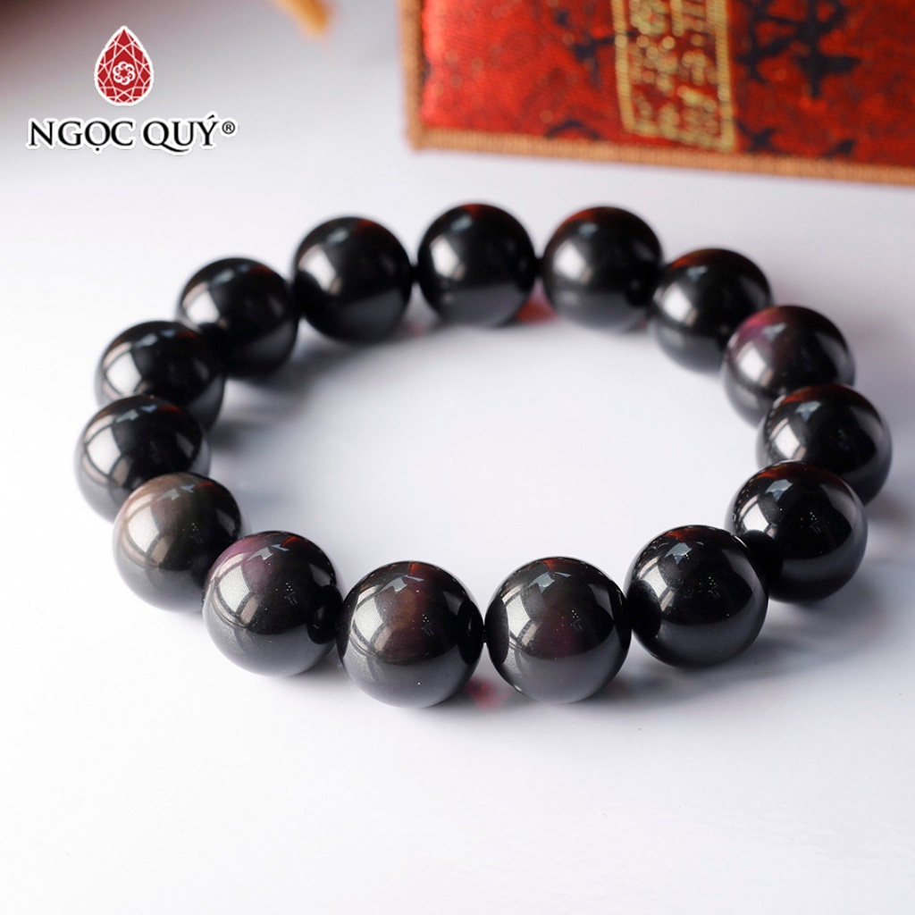 Vòng tay hạt trơn đá Obsidian mắt - Ngọc Quý
