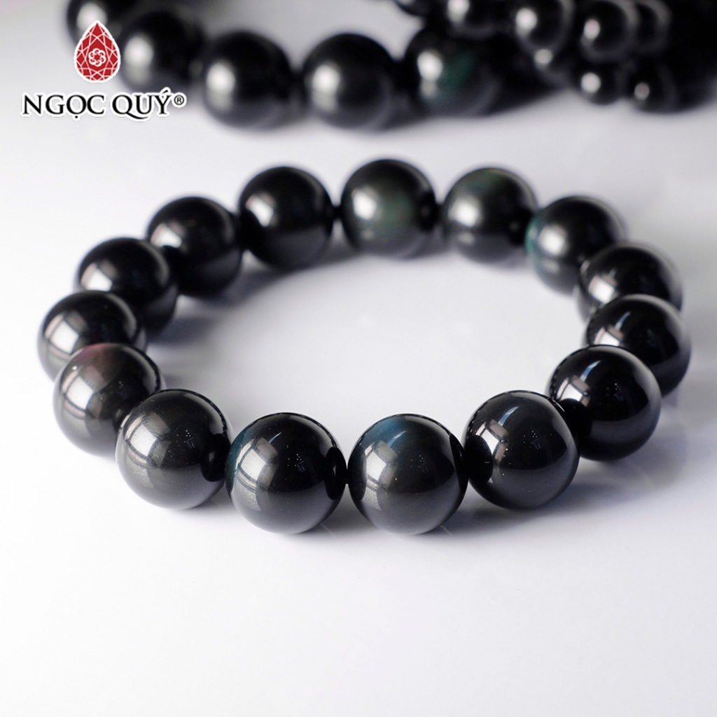 Vòng tay hạt trơn đá Obsidian mắt - Ngọc Quý