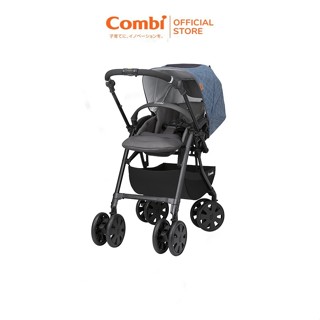 Xe đẩy Combi CrossGo 4 bánh quay tự động mà Kẻ Ghi/Xanh Blue